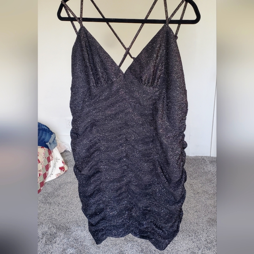 Shimmery Black Wild Fable Scrunch Body Con Dress